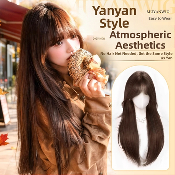 Juuksepealse asendamiseks naistele, pikad sirged juuksed, kuumustaluvad kiud, mehhaaniline töötlemine