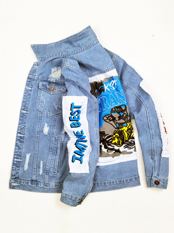 Jakk, tänavustiil, lapp-kaelus, slim lõige, trükk