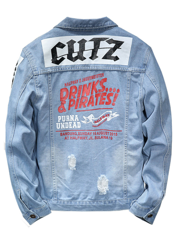 Jakk, tänavustiil, lapp-kaelus, slim lõige, trükk