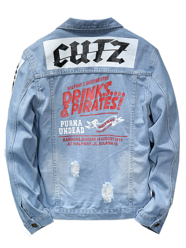 Jakk, tänavustiil, lapp-kaelus, slim lõige, trükk