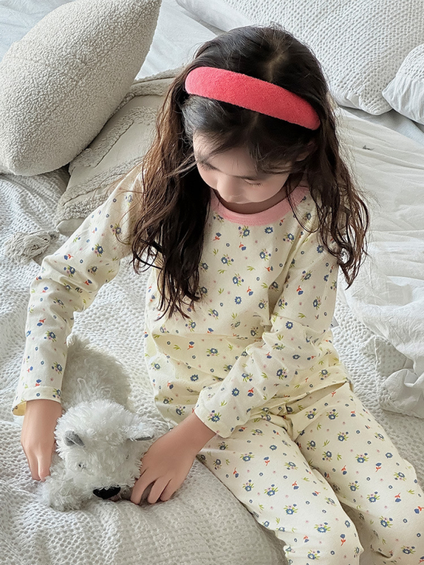 Gyermekeknek tervezett varrás nélküli termo alsóruha készlet — Koreai stílus, pamut LYCRA alapréteg, Cartoon mintázat, meleg és nedvesség-elvezető