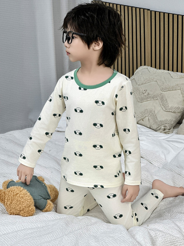 Gyermekeknek tervezett varrás nélküli termo alsóruha készlet — Koreai stílus, pamut LYCRA alapréteg, Cartoon mintázat, meleg és nedvesség-elvezető