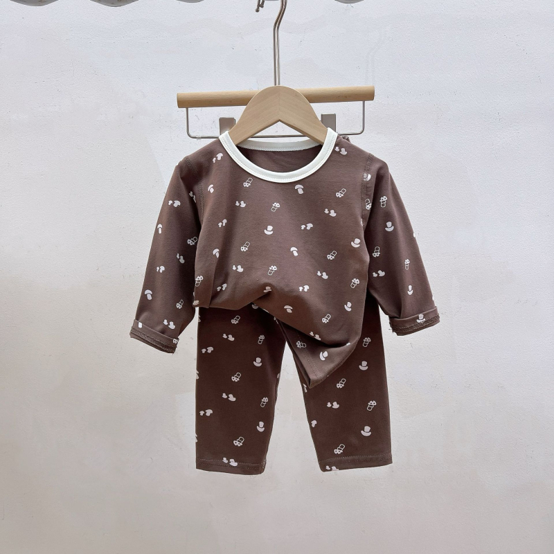 Gyermekeknek tervezett varrás nélküli termo alsóruha készlet — Koreai stílus, pamut LYCRA alapréteg, Cartoon mintázat, meleg és nedvesség-elvezető