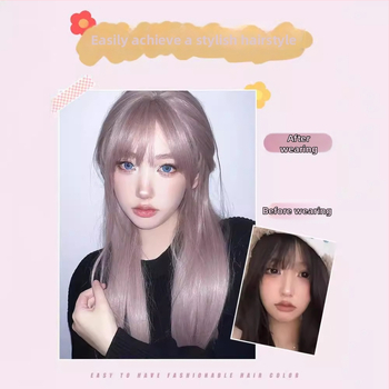 Kenny parūka sievietēm, garas taisnas matas ar Qi bangs, pilns galvas pārklājums, siltumizturīgas šķiedras, nav krāsojama