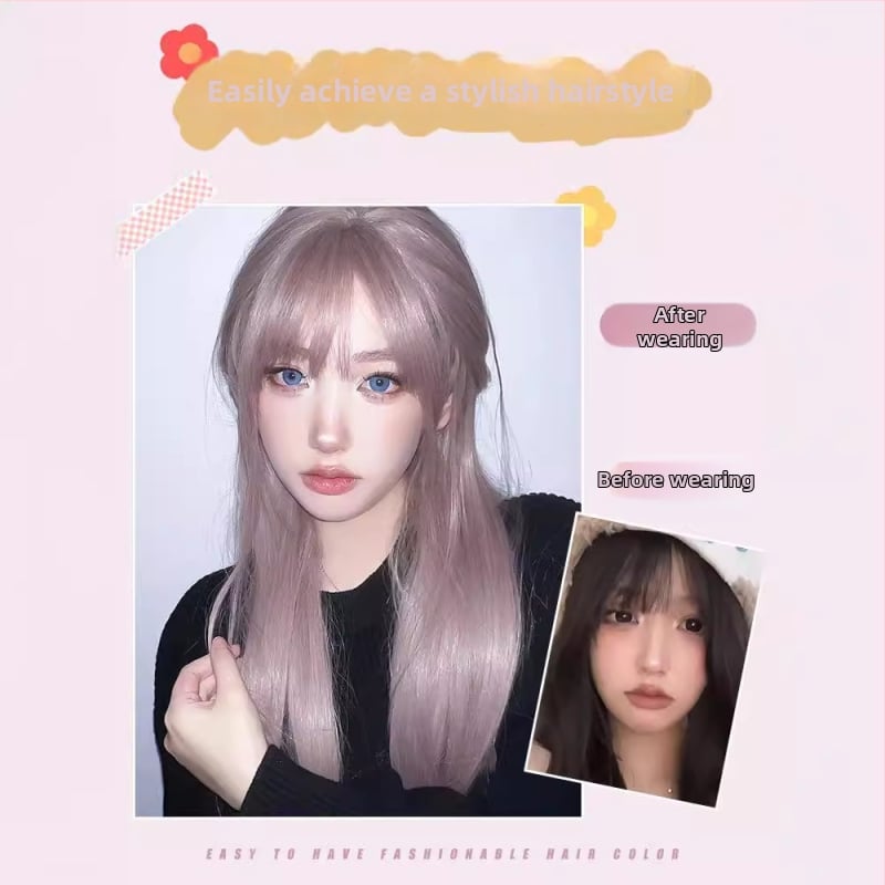 Kennie parukas naistele, pikkade sirgete juustega, Qi tukad, täispeaga kate, kuumakindlad kiud, värvimiseks sobimatu