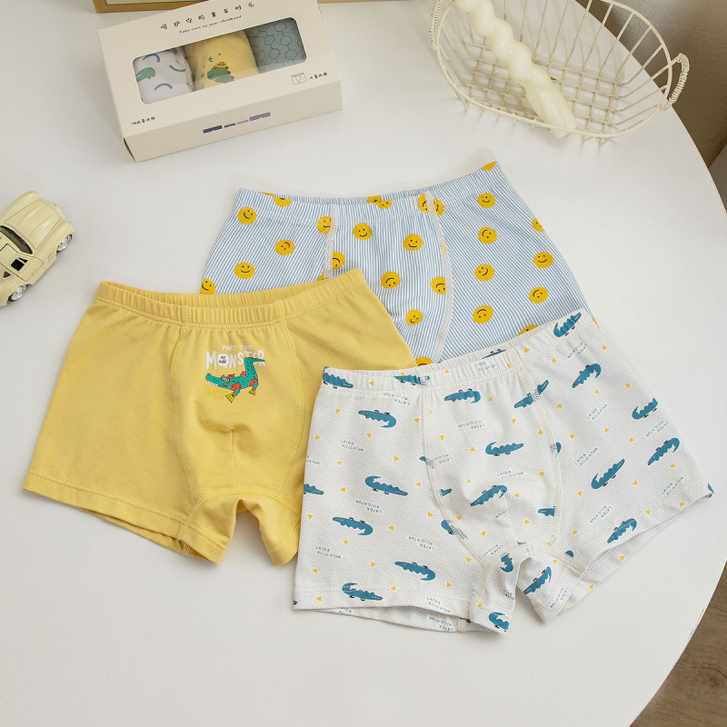 Unisex vaikų medvilninės apatinės kelnaitės briefs stiliaus, pagrindinis audinys 47,5% medvilnė, saugumo lygis A, skirta vaikams nuo 3 iki 8 metų (100–140 cm), dėžutėje pakuota