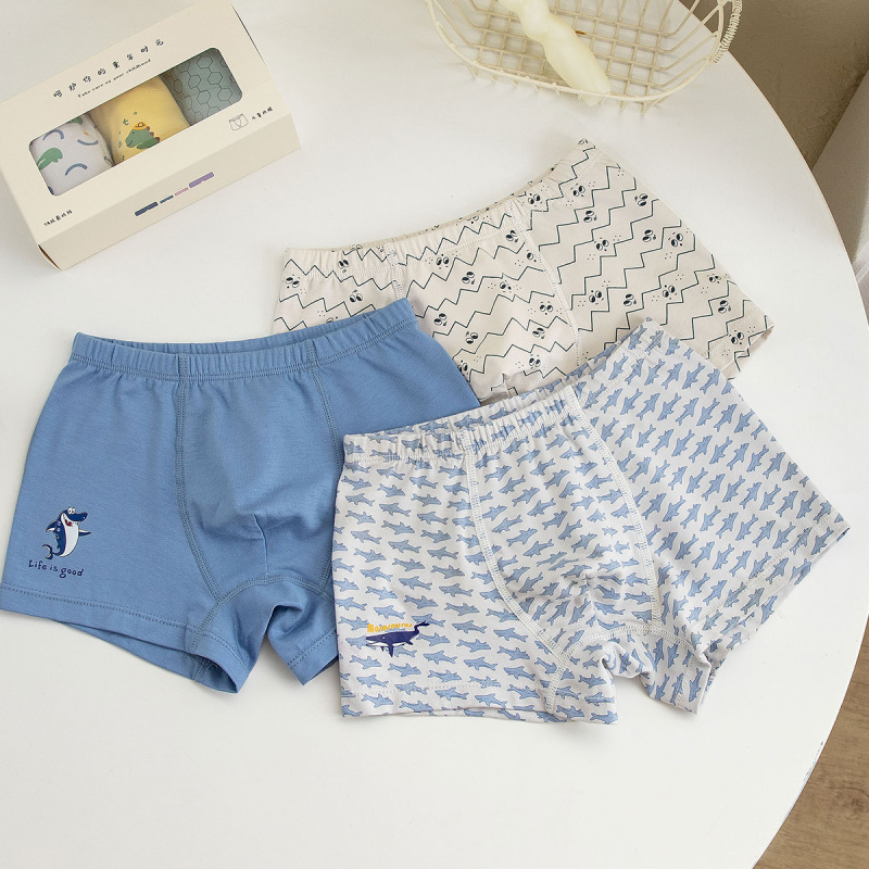 Unisex vaikų medvilninės apatinės kelnaitės briefs stiliaus, pagrindinis audinys 47,5% medvilnė, saugumo lygis A, skirta vaikams nuo 3 iki 8 metų (100–140 cm), dėžutėje pakuota