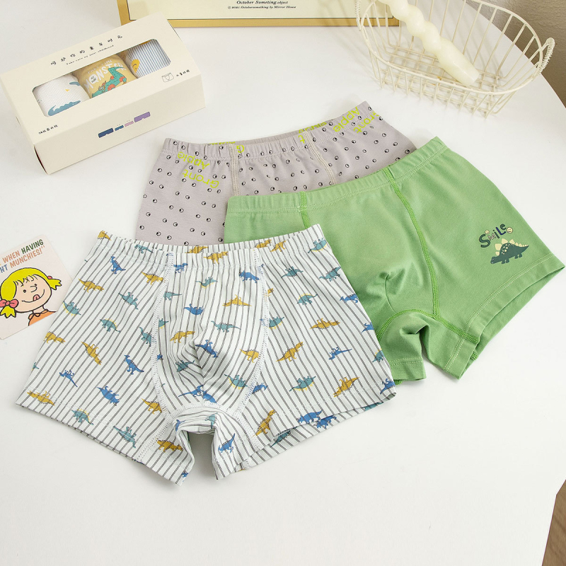 Unisex vaikų medvilninės apatinės kelnaitės briefs stiliaus, pagrindinis audinys 47,5% medvilnė, saugumo lygis A, skirta vaikams nuo 3 iki 8 metų (100–140 cm), dėžutėje pakuota