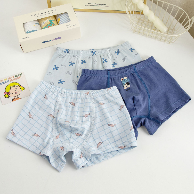 Unisex vaikų medvilninės apatinės kelnaitės briefs stiliaus, pagrindinis audinys 47,5% medvilnė, saugumo lygis A, skirta vaikams nuo 3 iki 8 metų (100–140 cm), dėžutėje pakuota