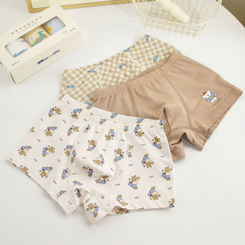 Unisex vaikų medvilninės apatinės kelnaitės briefs stiliaus, pagrindinis audinys 47,5% medvilnė, saugumo lygis A, skirta vaikams nuo 3 iki 8 metų (100–140 cm), dėžutėje pakuota