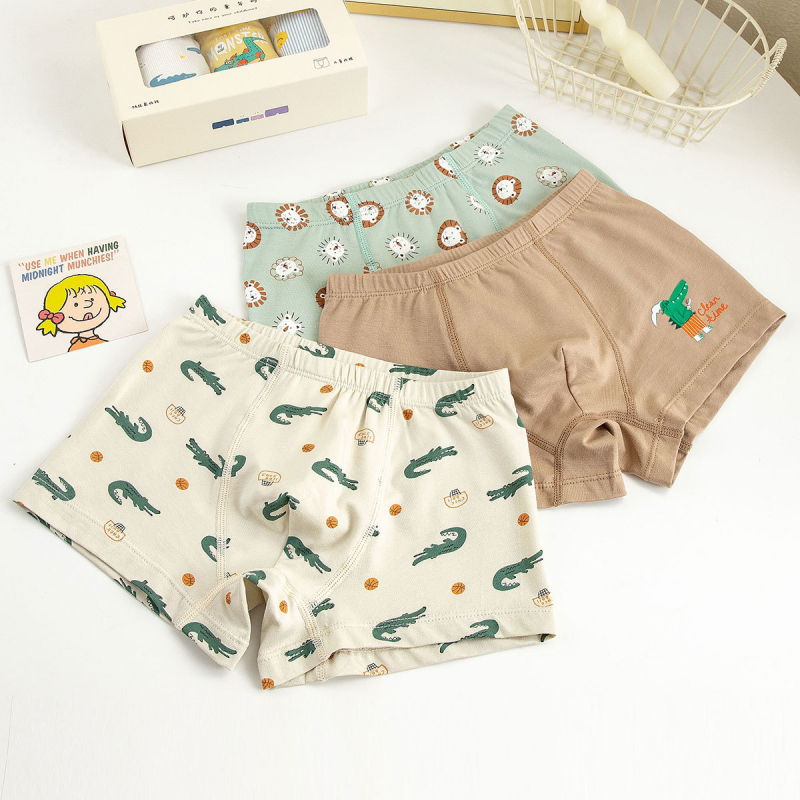 Unisex vaikų medvilninės apatinės kelnaitės briefs stiliaus, pagrindinis audinys 47,5% medvilnė, saugumo lygis A, skirta vaikams nuo 3 iki 8 metų (100–140 cm), dėžutėje pakuota