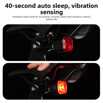 Dviračio galinis žibintas su išmaniu stabdžių jutikliu, Type-C įkrovimas, skirtas kalnų ir kelių dviračiams, nakties važiavimo įspėjimo šviesa