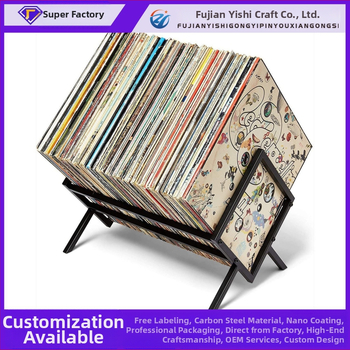 Metalinė laikymo lenta vinilinėms plokštelėms su CD laikikliu ir nuimamais žurnalų laikikliu – Yishi