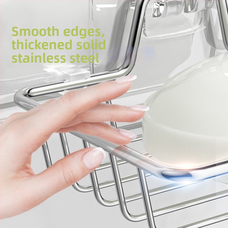 Nerūsējošā tērauda sienas ziepju turētājs ar drenāžu, divdaļīgs komplekts, elektrolytiskais pārklājums, moderns stils