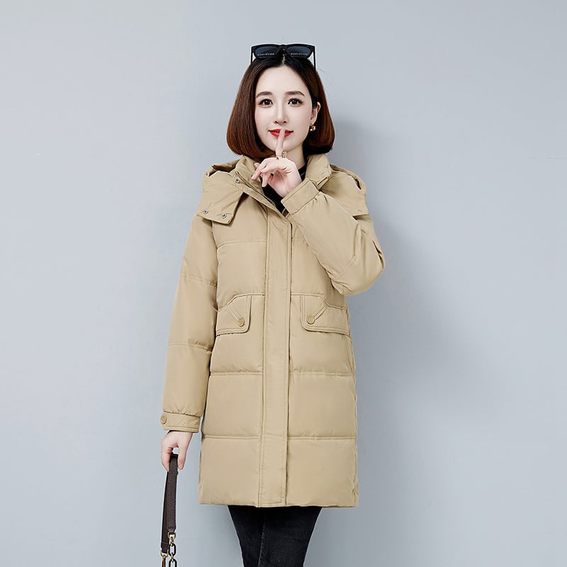 Dámska páperová bunda s balým kačacím páperím; obsah páperia >91%; hlavný materiál: spandex (polyesterová zmes); hrúbka: hrubá; golier bez goliera, odnímateľný