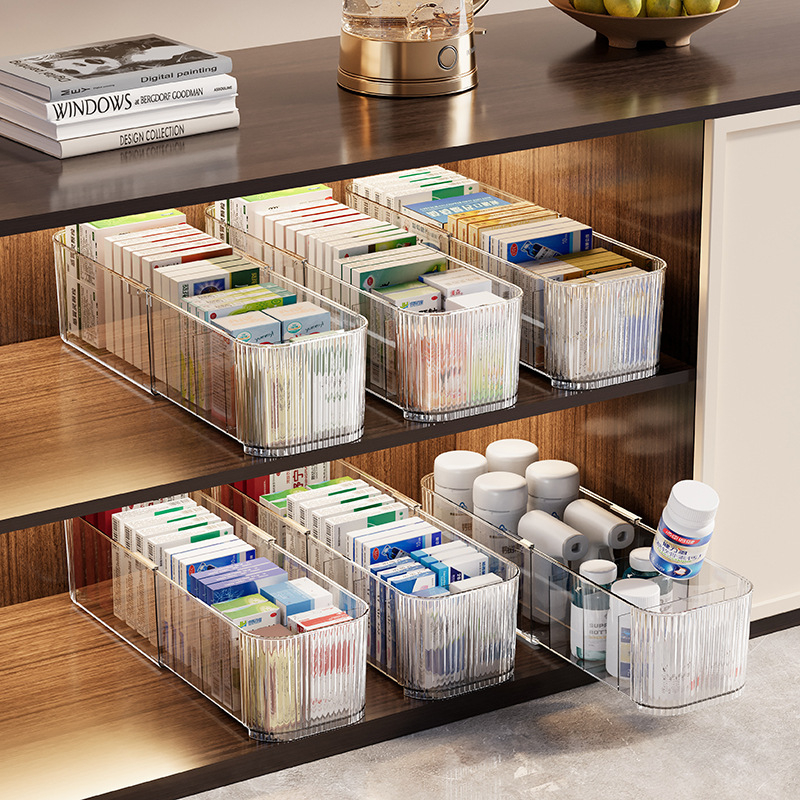 Teleskopska akrilna kutija za pohranu s pregradama, proširiva, kapacitet 2 L