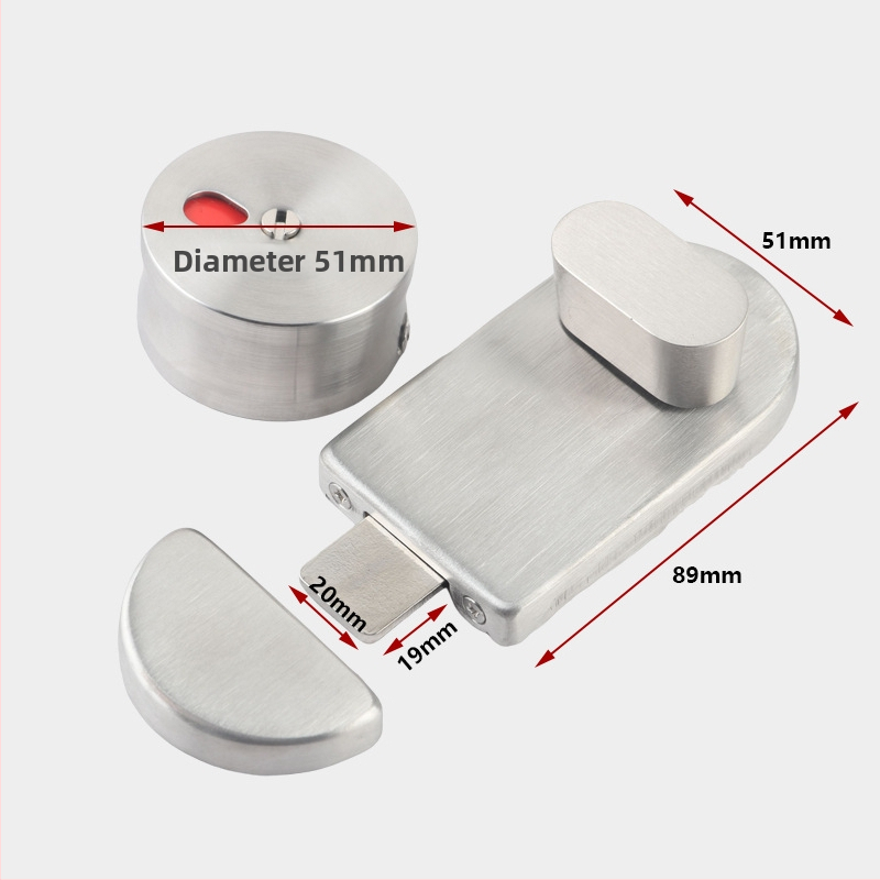 Publiskā tualetes starpsienu durvju slēdzenes indikators — berzēts 304 nerūsējošs tērauds, mūsdienīgs vienkāršs stils, Suoweigu zīmols