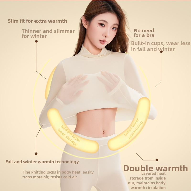 Sieviešu neilona tops ar hialuronskābi, augsta elastība, iebūvēti krūšu spilventiņi, puse augsta apkakle, plāns audums, garas piedurknes