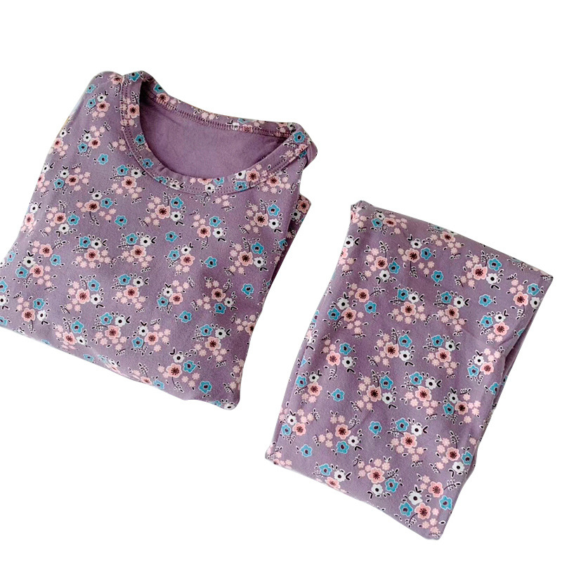 Dječji dvodijelni set pidžama, brušena pamuk, okrugli izrez, dugi rukavi, unisex