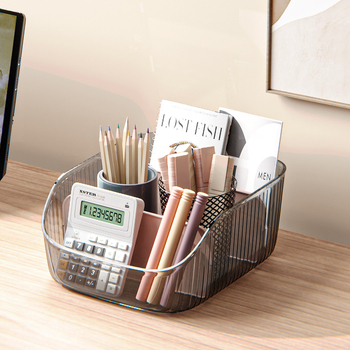 Kolmeosaline kosmeetika hoiukarp – kerge luksuslik lauaorganisaator huulepulkade ja naha hoolduse jaoks (PET plast, 2L, mudel BDO-6306)