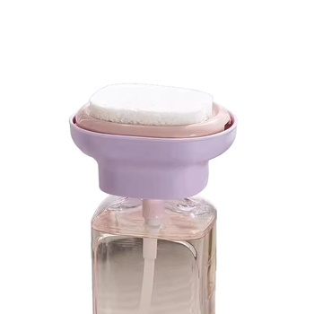 Käte vajutusega nõudepesuvahu doseerija kraanikaussile — PP korpus ja silikoonist tihend, 90 g kaal, sile viimistlus, kaasaegne minimalistlik disain