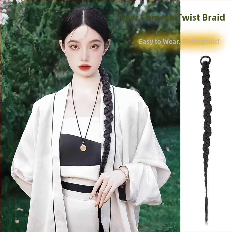 Perucă cu coadă - țesută manual, sârmă rezistentă la temperatură, model Twist Debate, marcă Field, origine Henan, nepotrivită pentru vopsire cu temperatură înaltă.