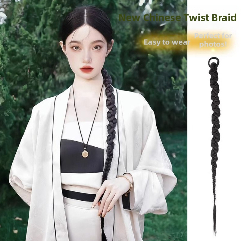 Perucă cu coadă - țesută manual, sârmă rezistentă la temperatură, model Twist Debate, marcă Field, origine Henan, nepotrivită pentru vopsire cu temperatură înaltă.