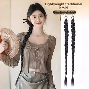 KENNY parukas ar poniju uodega ja pintud, Hiina Hanfu stiilis külgpintud, Horsetail mudel, kõrge temperatuuriga traat, naistele