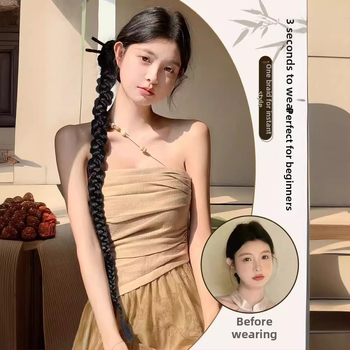 KENNY parukas ar poniju uodega ja pintud, Hiina Hanfu stiilis külgpintud, Horsetail mudel, kõrge temperatuuriga traat, naistele