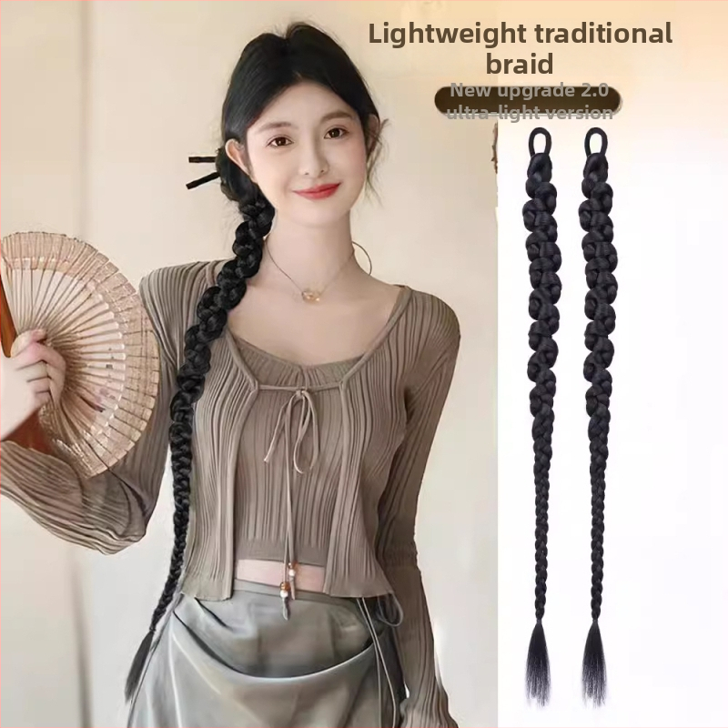 KENNY parukas ar poniju uodega ja pintud, Hiina Hanfu stiilis külgpintud, Horsetail mudel, kõrge temperatuuriga traat, naistele