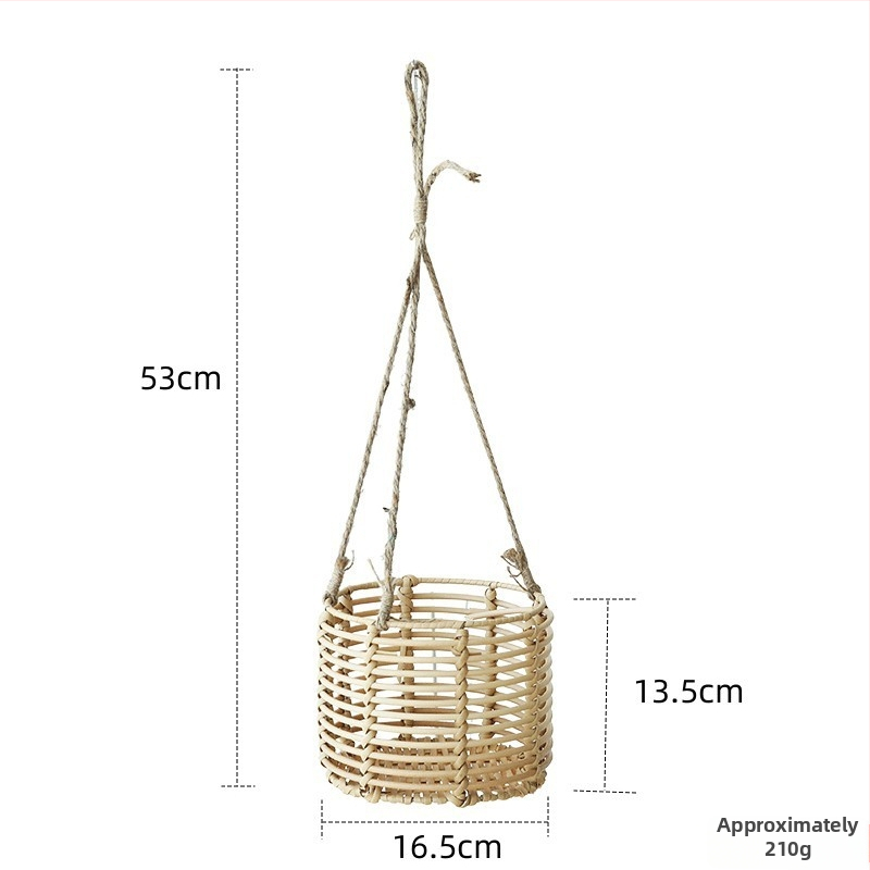 Caihua Home Ručne pletený visiaci kvetináč z napodobeného ratanu, dekor na balkón