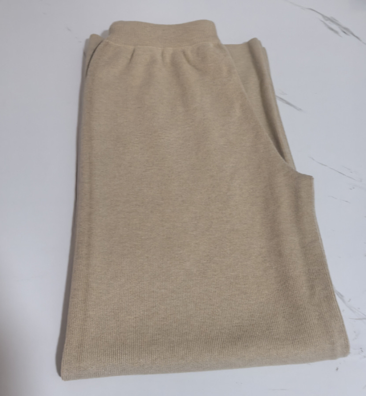 Pantaloni casual din viscoză tricotată pentru femei, talie înaltă, largi, groși.