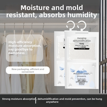 Pakabinama drėgmės sugėrimo pakuotė vidiniams drabužių spintoms ir bendrabutiams – 80 g, be kvapo, 100 vnt dėžutėje