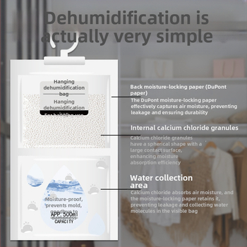 Pakabinama drėgmės sugėrimo pakuotė vidiniams drabužių spintoms ir bendrabutiams – 80 g, be kvapo, 100 vnt dėžutėje