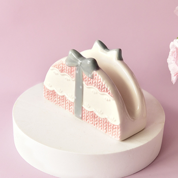 Držiak na vreckovky, keramika s reliéfom ručne maľovaná, zvislý stolný regál do kuchyne, reštaurácie, kaviarne, hotela