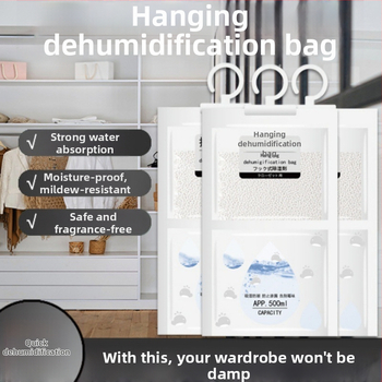 Pakabinama drėgmės sugerianti maišelė drabužių spintai ir bendrabūtei – bekvapė, džiovinimas ir dehidracija, 100 vnt pakuotėje