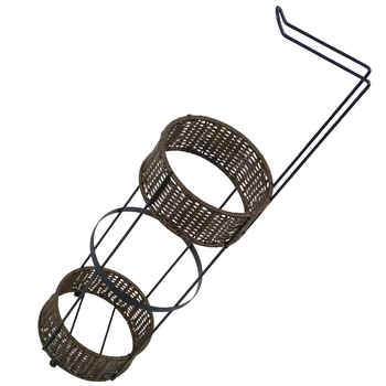 Ručne tvorený držiak na papier do kúpeľne a kuchyne, zvislá montáž bez vrtania, odnímateľný, kruhový tvar, z PE-gumového ratanu a uhlíkovej ocele