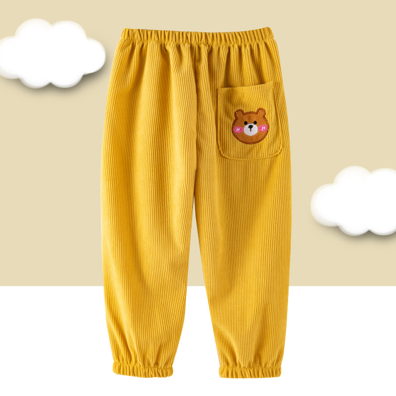 Gyerekek téli corduroy overpantok, vízálló, uniszex, rajzfilm mintázat, poliészter, 3–8 évesek, magasság 66–140 cm