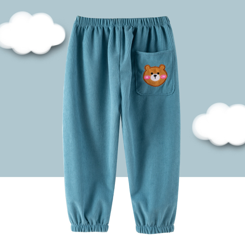 Gyerekek téli corduroy overpantok, vízálló, uniszex, rajzfilm mintázat, poliészter, 3–8 évesek, magasság 66–140 cm
