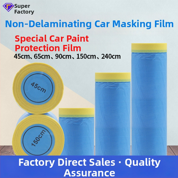 Automobilių dažų maskavimo plėvelė aukštos temperatūros, be siūlių elektrostatinė adhezija; popieriaus+PE plėvelė, storis 60–70 μm, tekstūruotas popieriaus pagrindas, laidumas 80%