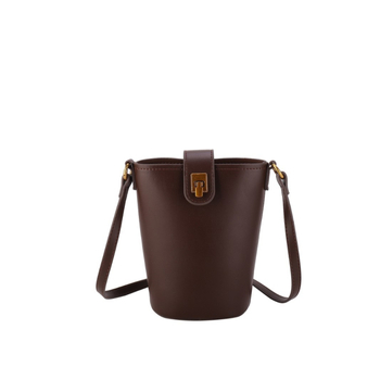 PU bucket kott vertikaalse ruudukujulise kujuga, klapiga suletav ja telefoni taskuga