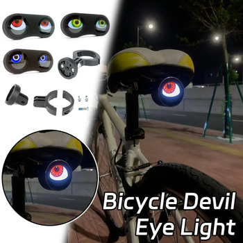 Велосипедна задна светлина Devil Eye – презареждаема, без проводници, двойни LED, ABS корпус, 5V 2W