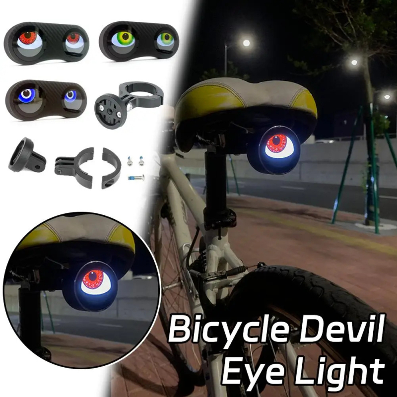 Велосипедна задна светлина Devil Eye – презареждаема, без проводници, двойни LED, ABS корпус, 5V 2W