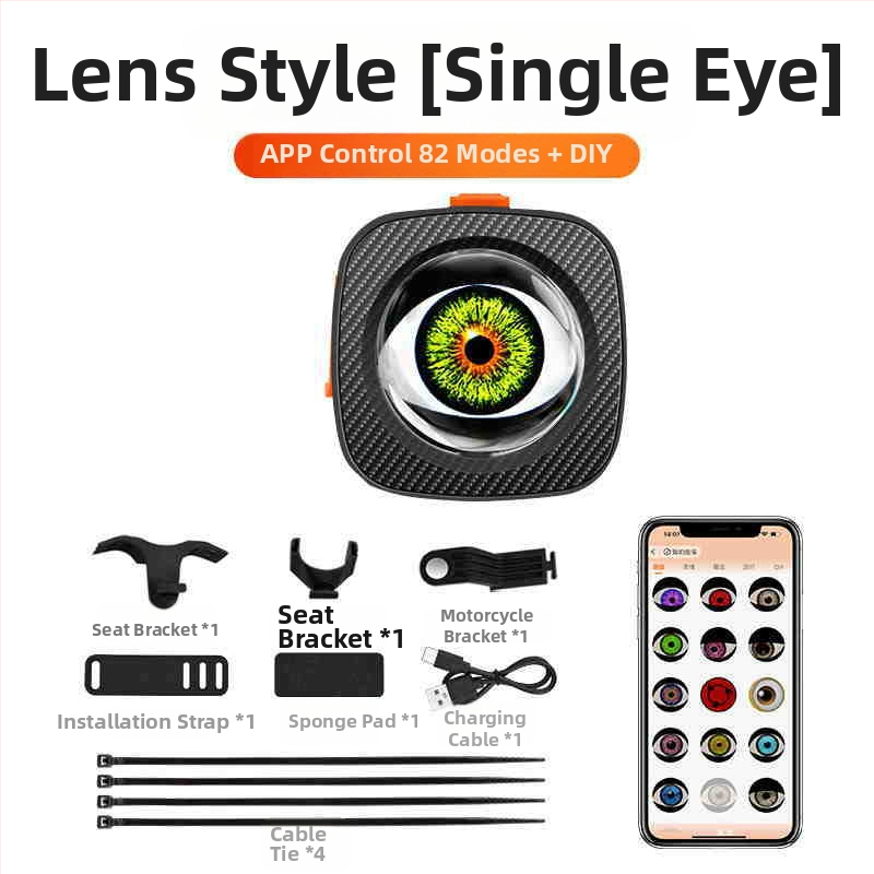 Velosipēda astes lukturs Devil Eye – uzlādējams, bezvadu, dubultā LED, ABS korpuss, 5V 2W