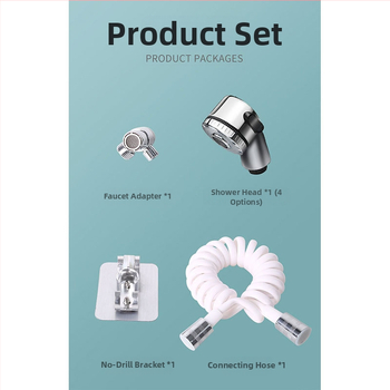 Sprchový set štyroch dielov na umývanie vlasov, s dvomi rýchlosťami, ABS, model XTHS-02, inštalácia špirálou, funkcie: postrekovanie, masáž, dážď