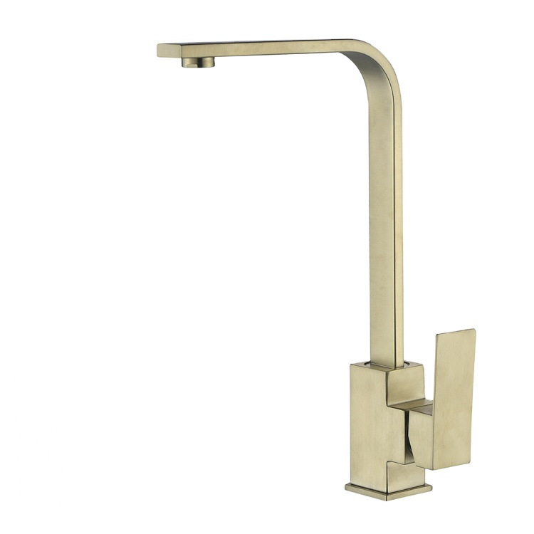 Кухненски смесител от 304 неръждаема стомана, квадратна плоска тръба, модел 5322, марка shentao, керамичен картридж, гореща и студена вода, вертикална инсталация, номинално налягане 1.63 MPa, работна температура до 80°C