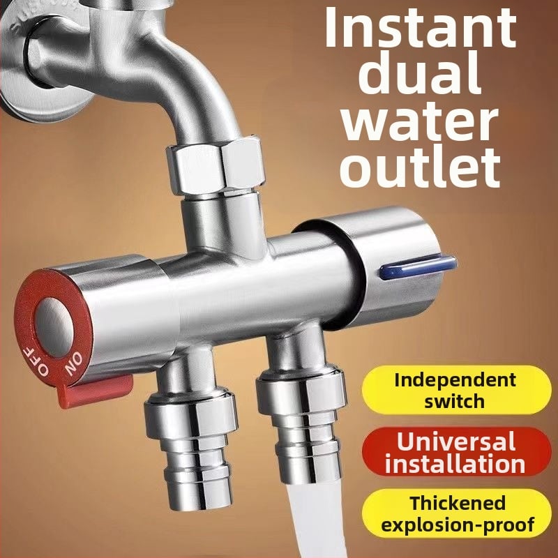 Jaotuv ventiil pesumasinile – ilma demontaažita, kiire ühendus, 3-tee, 1:2 jagaja, roostevaba teras, keraamiline diskiventiil