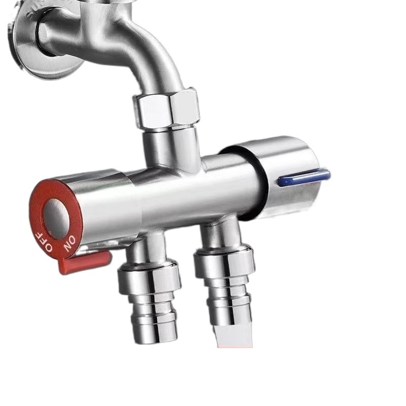 Разклонителен клапан за пералня – без разглобяване, бързо свързване, 3-ходов, 1:2 разделител, неръждаема стомана, керамичен диск, повърхност с четка, Watermark сертифициран