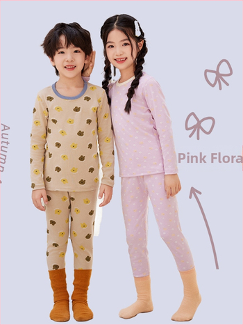 Laste puuvillane termokomplekt talveks — 3–8 aastat, 95% puuvill, ümmargune kaelus, mustrid: loomad, triibud, võrk, multikas