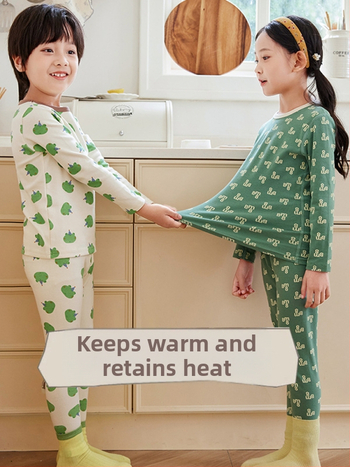 Laste puuvillane termokomplekt talveks — 3–8 aastat, 95% puuvill, ümmargune kaelus, mustrid: loomad, triibud, võrk, multikas